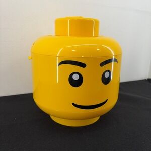 LEGO Minifigure Boy Head 12in Sorting Box Yellow Storage Container Handle Yellow